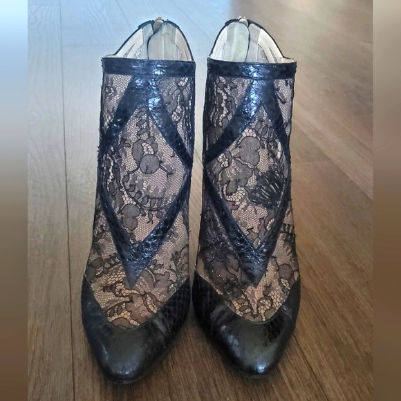 ๐ 3X HOST PICK ๐ Jimmy Choo Newton Leather/Lace/Mesh Heeled Booties - Picture 7 of 15